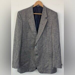 Vintage Walter Pye's LeBaron Clothes Blazer Jacket Dark Blue Herringbone 43L EUC